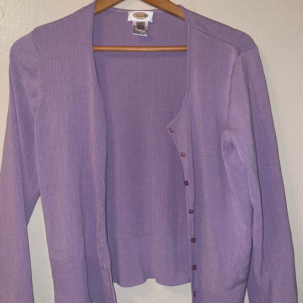 Talbots Purple Ribbed Knit Top
